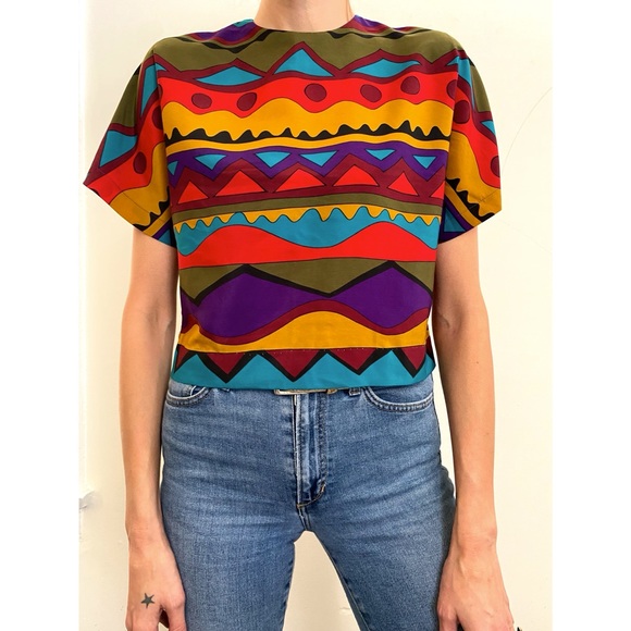 Vintage Abstract Landscape Blouse Medium/large - Picture 4 of 7